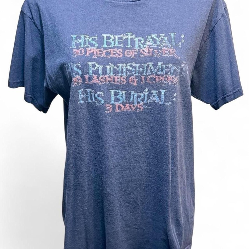 0035 vintage fruit of the loom size large Jesus quote tee